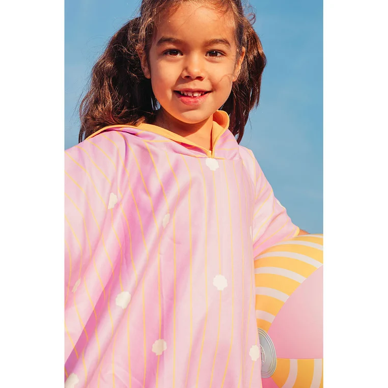 Poncho kąpielowe dziecięce QUUT Banana Pink 1-6 lat | Ręcznik z kapturem