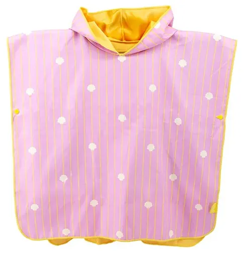 Dwustronne poncho kąpielowe dla dzieci QUUT Banana Pink z kapturem