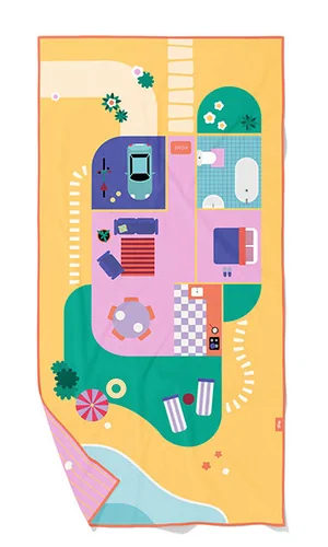 Dwustronny ręcznik plażowy QUUT PlayTowels Doll House 140x70 cm