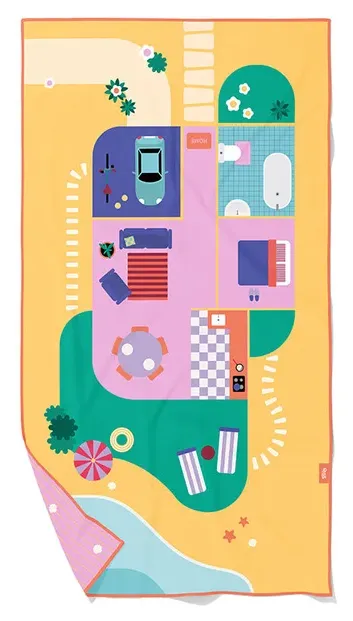 Dwustronny ręcznik plażowy QUUT PlayTowels L Doll House 180x100 cm
