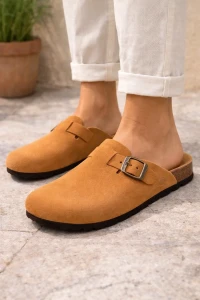 Damskie Klapki Skórzane Bio Bio Casandra Suede Deserto z Korkową Wkładką Made in Spain | Kolekcja 2026