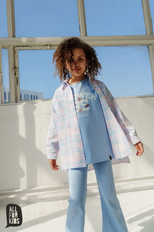Niebieska tunika dziewczęca FLOWER 89 All For Kids stylizacja dziecięca