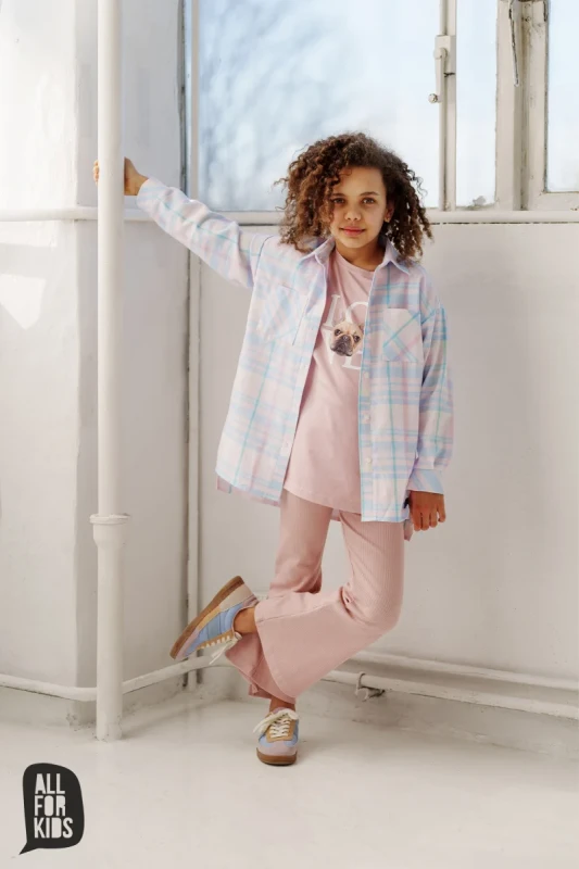 Modne różowe legginsy dziewczęce premium All For Kids