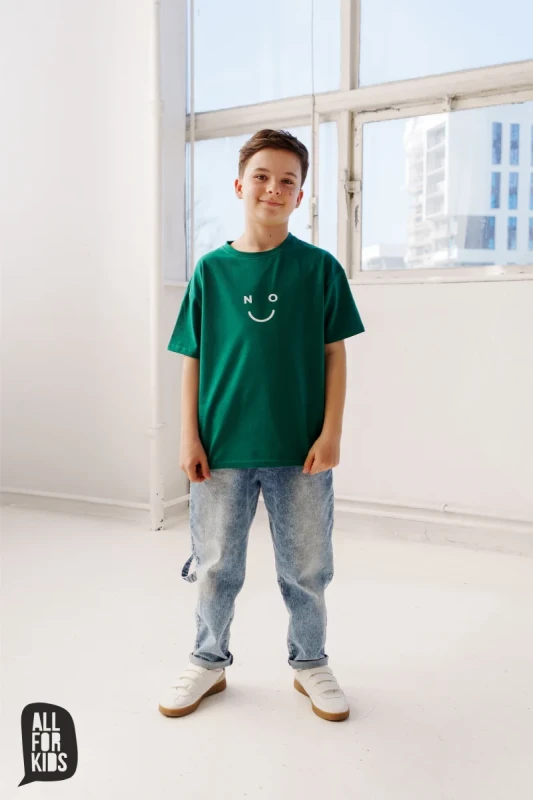Chłopięcy T-shirt premium zielony casual