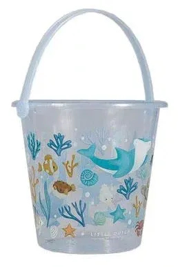 Little Dutch Wiaderko Blue 19 cm Ocean Dreams transparentne wiaderko plażowe dla dziecka