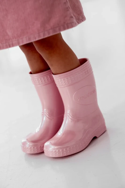 Różowe kalosze dziecięce MUDME Pink Pearl widok boczny