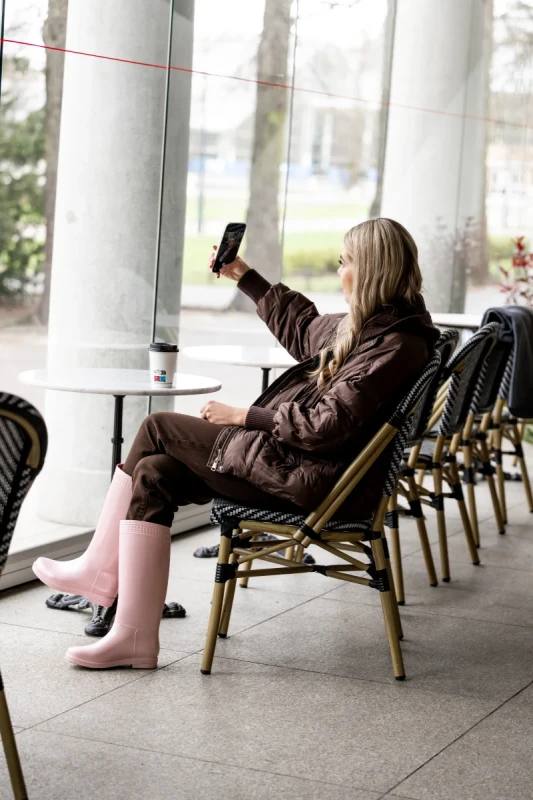 Różowe kalosze damskie MUDME Pink Pearl połysk
