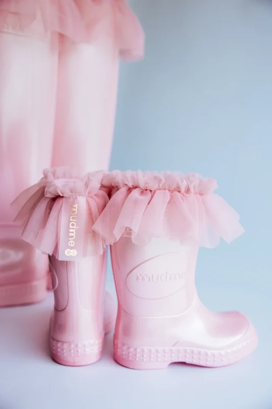 Ocieplacze Pink Pearl do kaloszy dziecięcych widok para