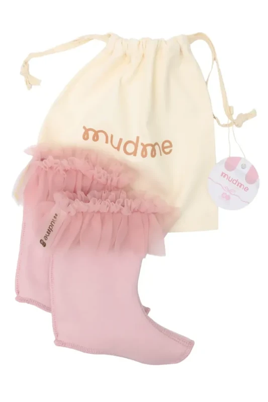 Ocieplacze dziecięce MUDME Pink Pearl z falbanką do kaloszy