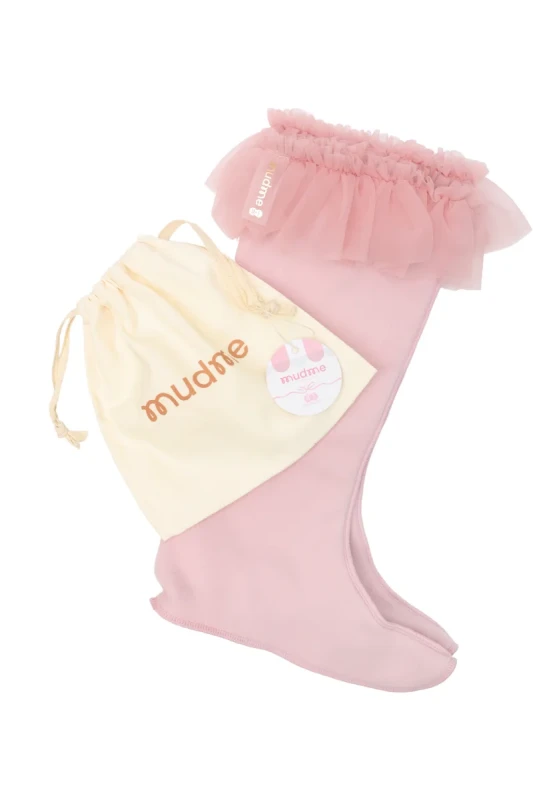 Ocieplacze damskie MUDME Pink Pearl z falbanką