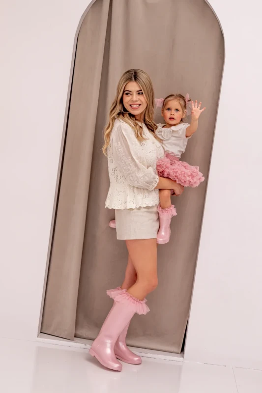 Kalosze damskie z ocieplaczami Pink Pearl