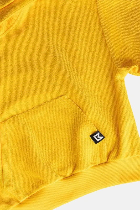 Żółta bluza dziecięca z kapturem MINIKID SUNNY HOODIE detal materiału