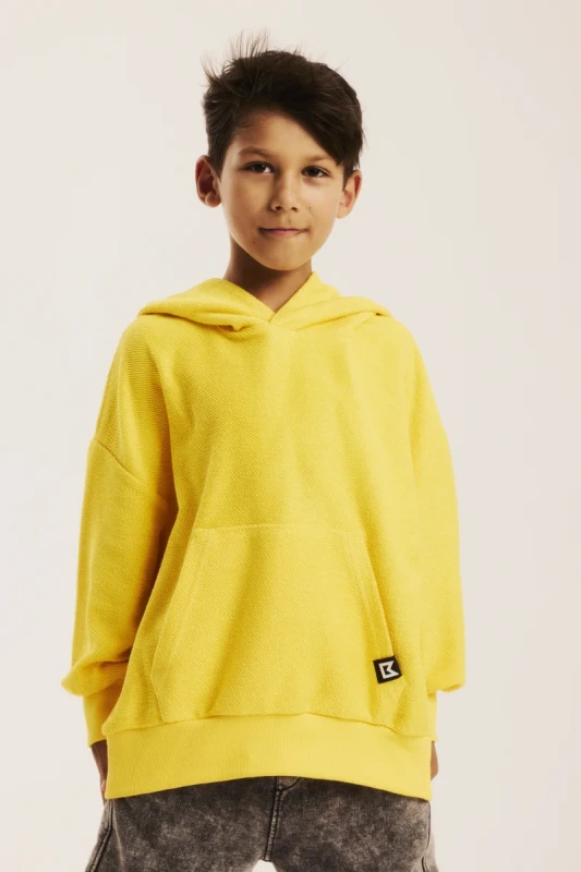 SUNNY HOODIE MINIKID – żółta bluza dziecięca z kapturem OEKO-TEX