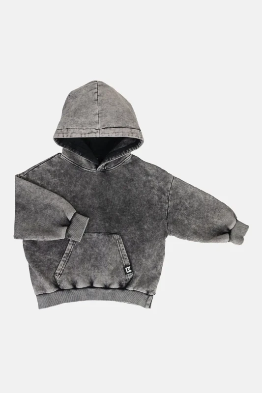 Szara bluza dziecięca z kapturem MINIKID ACID GREY HOODIE przód