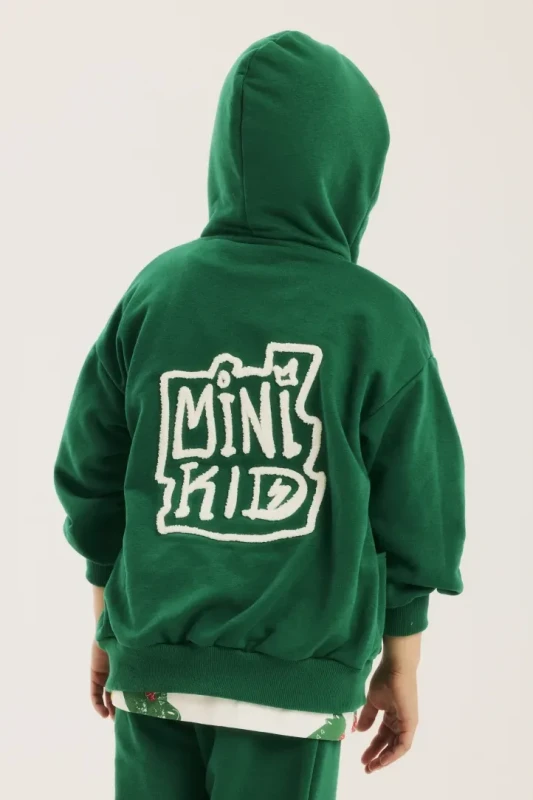 FOREST GREEN ZIP HOODIE MINIKID – zielona bluza dziecięca na zamek