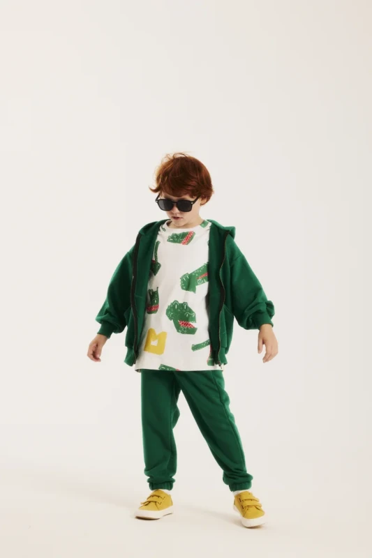 Zielone spodnie streetwear dla dziecka