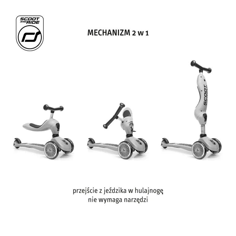 Scootandride Highwaykick 1 Push and Go Miffy Ash 2w1 Jeździk i Hulajnoga 1-5 lat