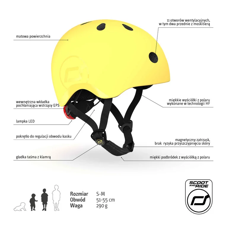 Bok kasku Scootandride S-M Lemon