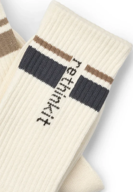 Rethinkit Striped Crew Sock 2pack Ink Mocha – skarpety premium 2-pak