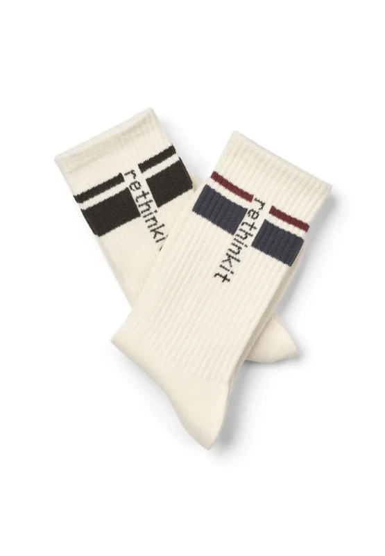 skarpety Rethinkit Striped Crew Sock 2pack ink almost black komplet dwóch par