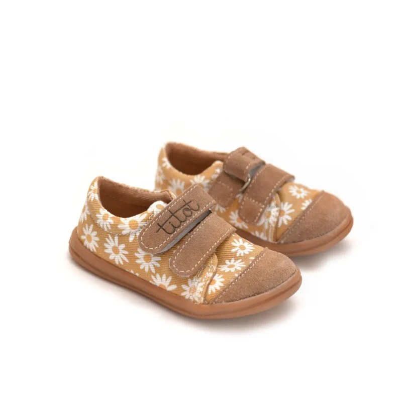 Kapcie Trampki TITOT Beige Daisy | Beżowe Buty w Stokrotki