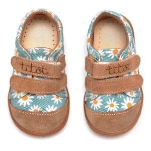 Kapcie | Trampki dziecięce TITOT Blue Daisy – Niebieskie tenisówki w stokrotki do przedszkola