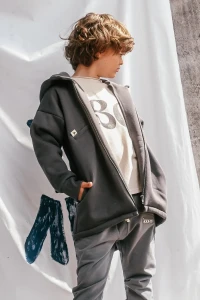 Zip Classic Hoodie Graphite – Ocieplana Bluza booso