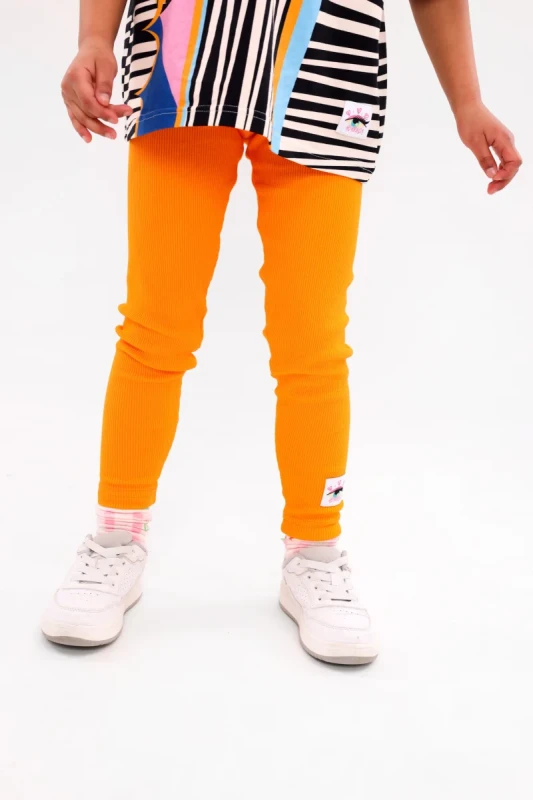 legginsy dziecięce rib orange bawełniane elastyczne