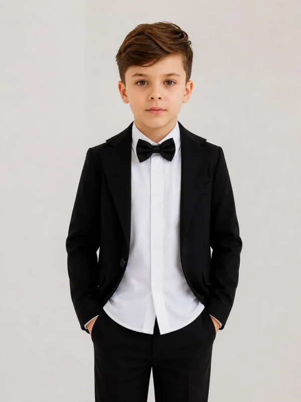 czarna mucha dla chłopca elegancka