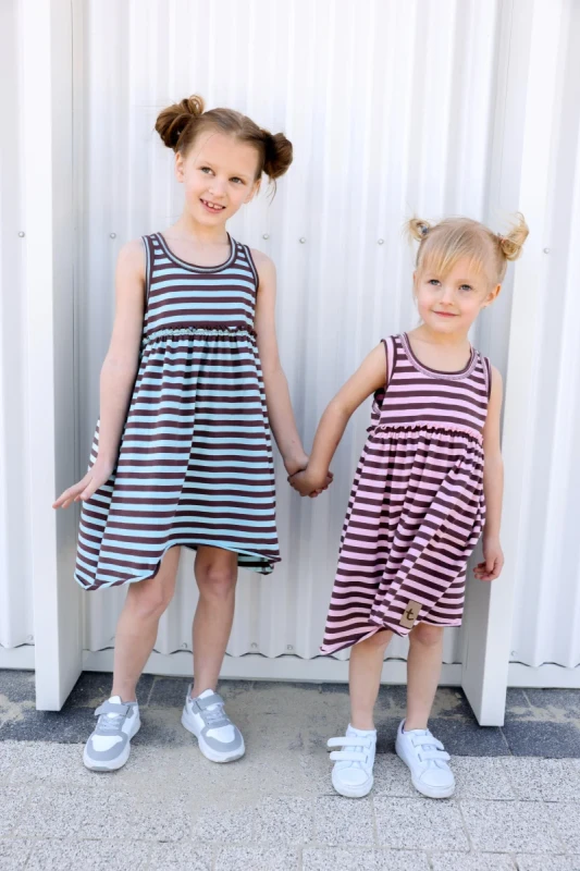 Dziewczynki w sukienkach SUMMER DRESS paski blue brown TUSS