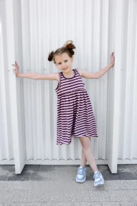Sukienka SUMMER DRESS paski pink - brown TUSS