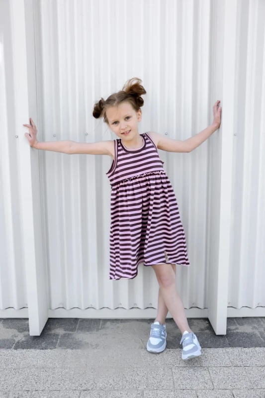 Dziewczynki w sukienkach SUMMER DRESS paski pink brown TUSS