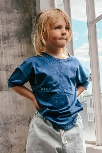 Koszulka dziecięca booso SHAPE TSHIRT BLUE niebieska 100% bawełna