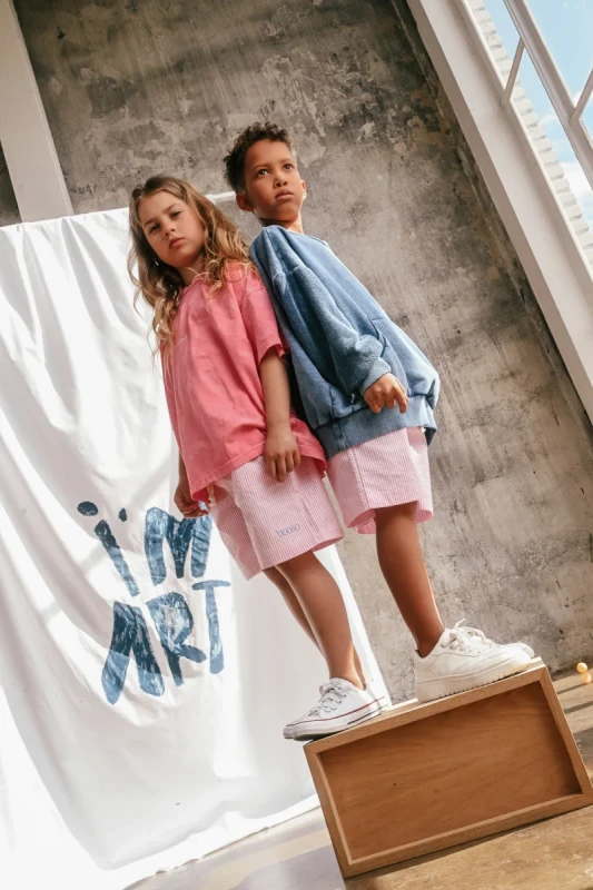 Oversize sweatshirt dziecięcy indygo booso