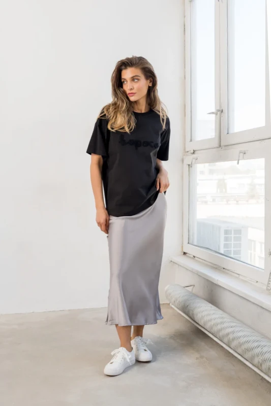 Oversize t-shirt damski premium czarny BOPOCO