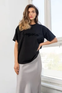 T-Shirt damski BOPOCO CZARNY Z HAFTEM Bopoco