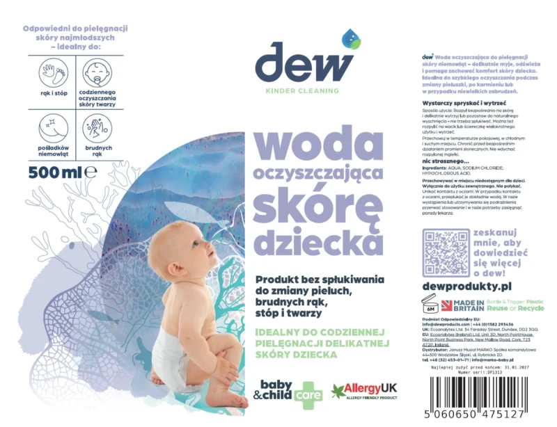 DEW Baby & Child woda oczyszczająca dla niemowląt bez spłukiwania