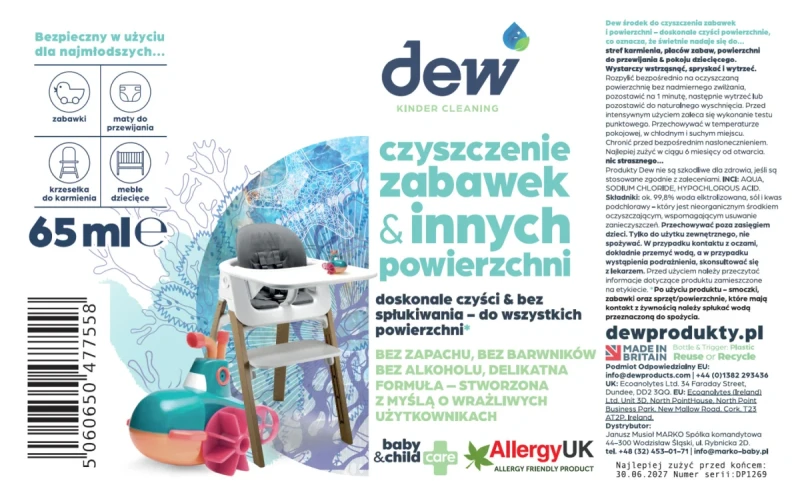 Spray do czyszczenia zabawek dziecięcych DEW Baby & Child