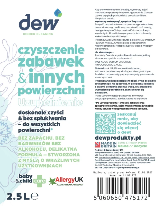 Refill DEW do czyszczenia powierzchni dziecięcych
