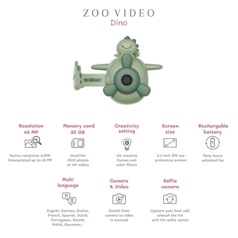 Kamera dla dzieci dinozaur The Zoofamily 45 MP