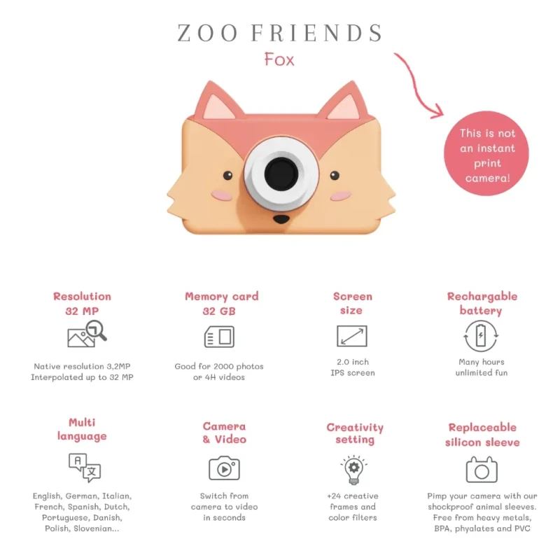 Aparat dziecięcy 3+ lisek The Zoofamily 32 GB