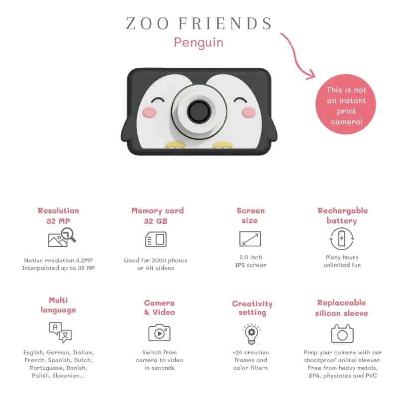 aparat fotograficzny dla dzieci Zoo Friends Penguin 32 MP
