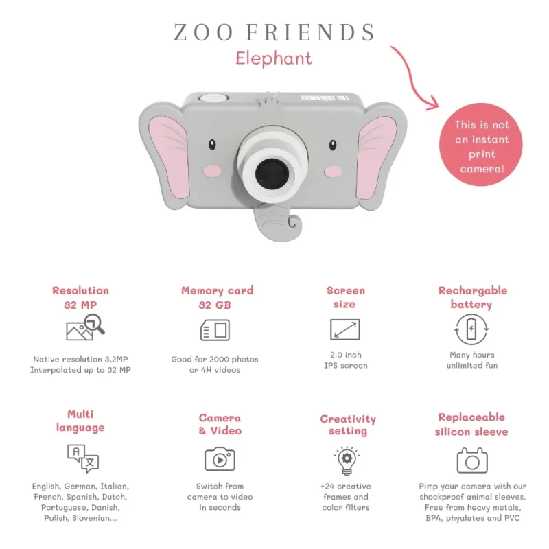 aparat fotograficzny dla dzieci Zoo Friends Elephant 32 MP