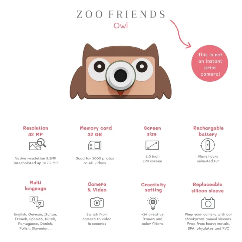 aparat fotograficzny dla dzieci Zoo Friends Owl 32 MP