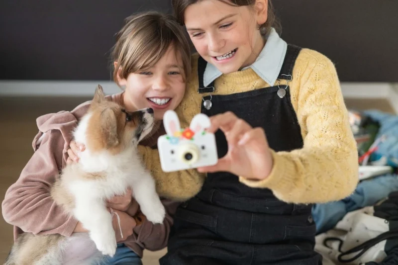 tył aparatu cyfrowego dla dzieci Rabbit Flower z ekranem IPS