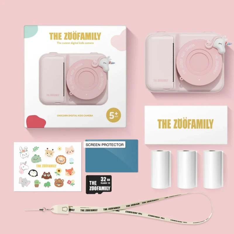 Aparat z drukarką dla dzieci Unicorn 48 MP The Zoofamily 5+