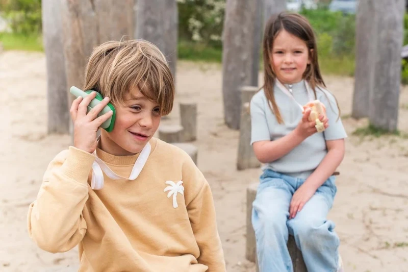 Różowo zielone walkie talkie dinozaur dla dzieci