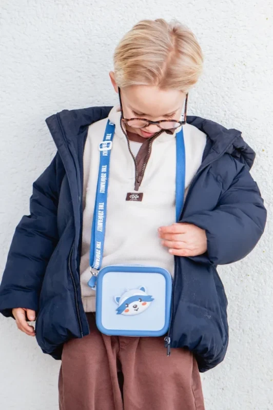 etui na aparat dziecięcy szop niebieskie