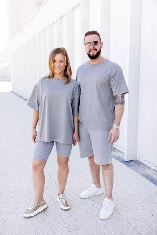 T-Shirt damski Over Szary Melanż TUSS oversize premium