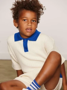 Mini Rodini Cable Knit Polo Shirt – dzianinowa koszulka polo dziecięca organic cotton GOTS